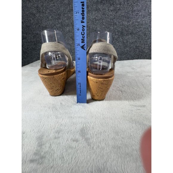 SKECHERS Luxe Foam Gray Cork Wedge Heel Sandals Womens Size 10 - Picture 4 of 16